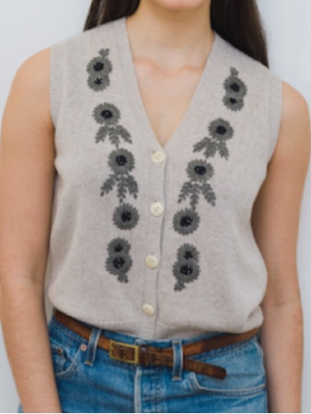 Alex Mill Becca cotton linens embroidered vest L - Picture 3 of 8
